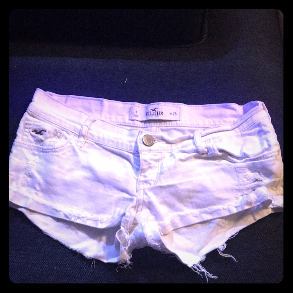Hollister white denim shorts